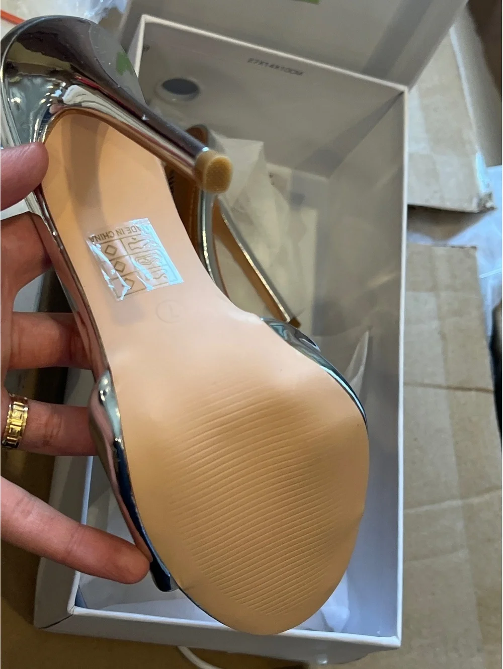 superdown Silver Metallic High Heel Slide Sandals